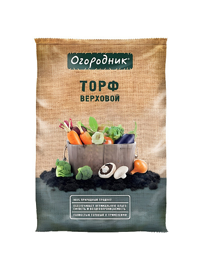 Грунт Торф верховой, 9 л, Огородник