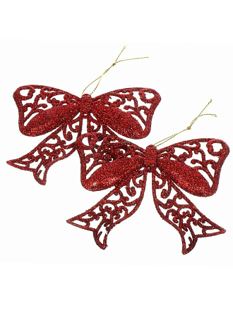 Набор елочных украшений Бант, 2 шт, красный, 11х9.5 см, SYLKL-4919142