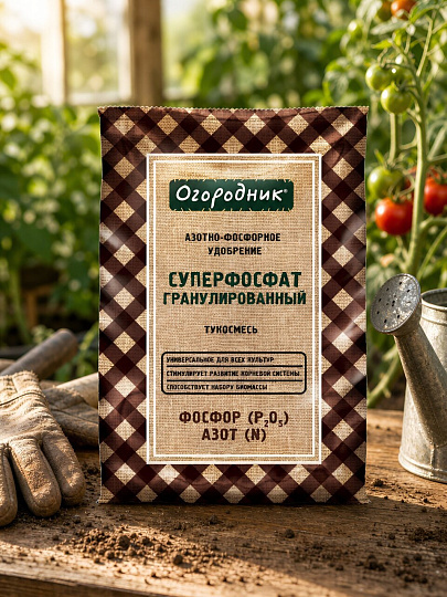 Удобрение Суперфосфат, тукосмесь, минеральное, гранулы, 700 г, Огородник