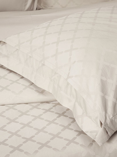 Постельное белье евро, простыня 240х260 см, 2 наволочки 70х70 см, 2 наволочки 50х70 см, пододеяльник 200х220 см, Mona Liza, сатин-жаккард, Royal Штрих ванильный