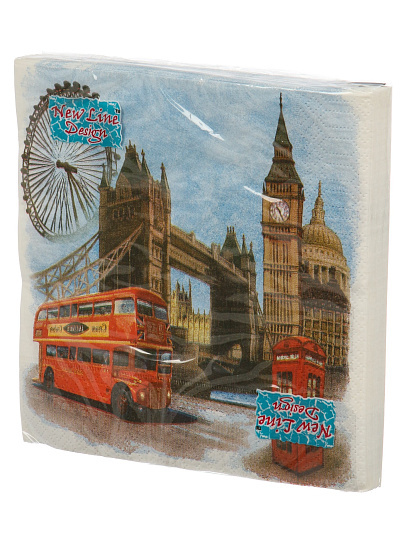 Салфетки бумажные New Line, Design, Лондон, 20 шт, 3 сл, 33х33 см