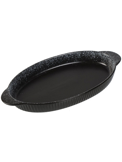 Форма для выпечки керамика, 31.5х16.5х2.5 см, 0.7 л, овальная, черная, Daniks, Полночь, Y4-8726