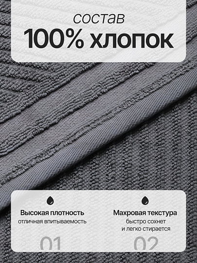 Набор полотенец 2 шт, 100% хлопок, 420 г/м2, Silvano, Мореска, серый, Узбекистан