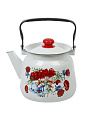 Чайник сталь, эмалированное покрытие, 3.5 л, с кнопкой, Сибирские товары, Цветы красные, белый, С2716.3*95 - фото 4