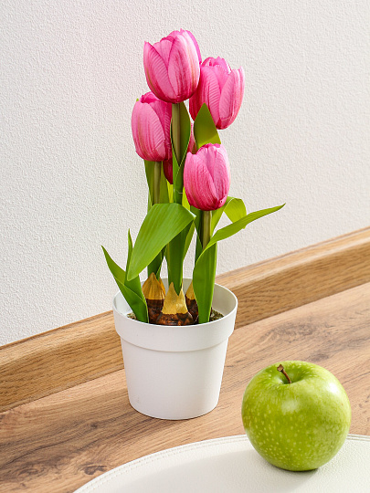 Цветок искусственный декоративный, Тюльпан в кашпо, 28 см, Y4-11115