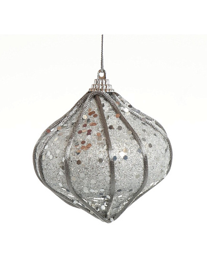 Елочный шар серый, 9 см, SYPMQB-1021174