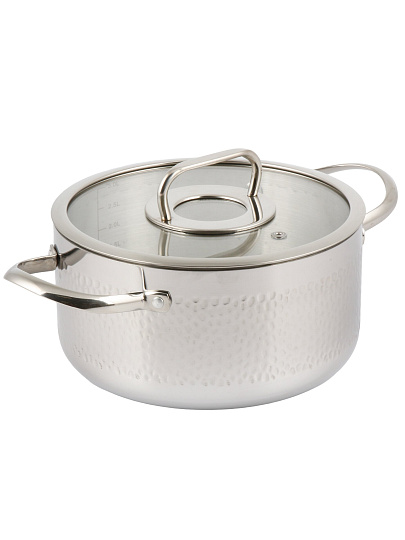 Кастрюля нерж, 3.2 л, с крыш, крыш стекло, Daniks, Навия, индукц, SD-0136-20