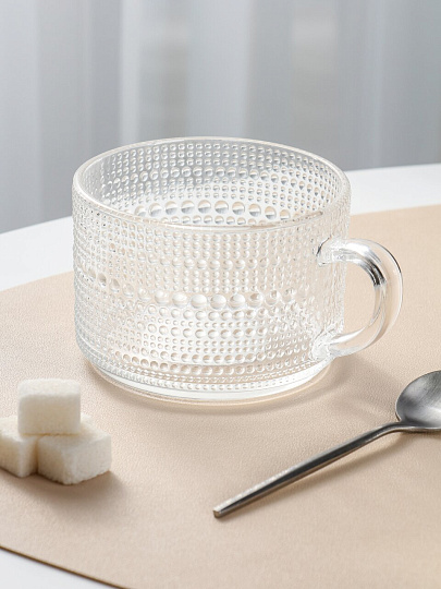 Кружка стекло, 380 мл, с рельефным узором, Millimi, 806-176