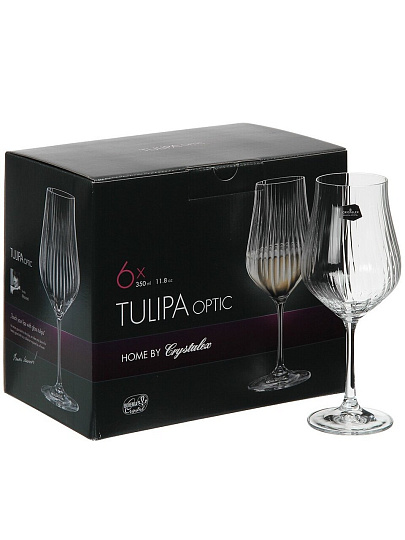 Бокал для вина, 350 мл, стекло, 6 шт, Bohemia, Tulipa optic, CR350101TO