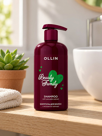 Шампунь Ollin, Beauty Family, для всех типов волос, 500 мл, с экстрактом авокадо