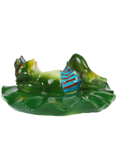 Фигурка садовая декоративная Лягушка на кувшинке, 17.5х17х8 см, полистоун, Y4-11222