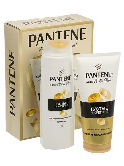 Набор подарочный для женщин, Pantene Pro-V, Густые и крепкие, шампунь 250 мл, бальзам 180 мл