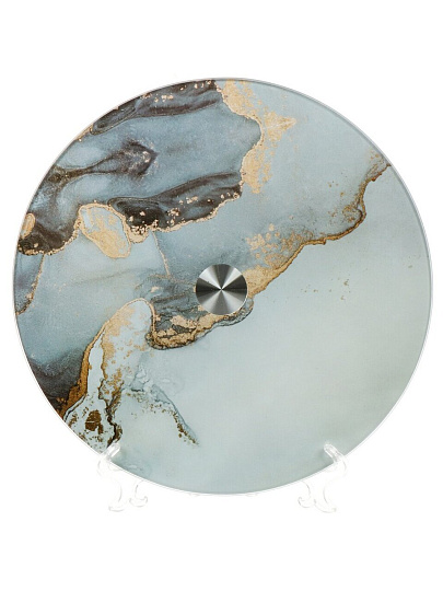 Блюдо стекло, для сервировки, круглое, 30 см, вращающееся, Флюид, Daniks