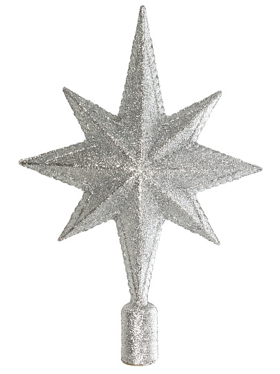 Верхушка на елку Звезда, серебряная, 25х16.5 см, SYSDX332159S