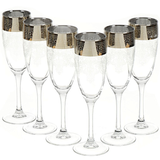 Бокал для шампанского, 170 мл, стекло, 6 шт, Glasstar, Барокко, GN1_1687_3