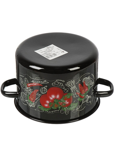 Кастрюля эмалированная сталь, 4.5 л, крышка сталь, СтальЭмаль, Помидорки, 1с17с, индукция