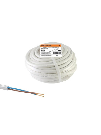 Кабель ПВС, 2х1.5 мм², 20 м, медь, гибкий, ГОСТ, белый, TDM Electric, SQ0118-0019