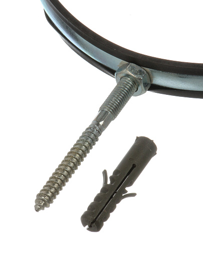 Хомут для крепления трубы, 8&quot;, 216-225 мм, сталь, со шпилькой и дюбелем, СантехКреп, 1.11.13.
