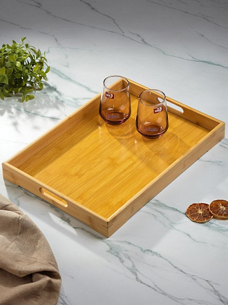 Поднос бамбук, 46х33х4.5 см, прямоугольный, с ручками, Y4-7927