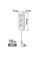 Удлинитель 3 гнезда, 10 м, с заземлением, 10 А, 2300 Вт, белый, TDM Electric, Народный, SQ1303-1044 - фото 2
