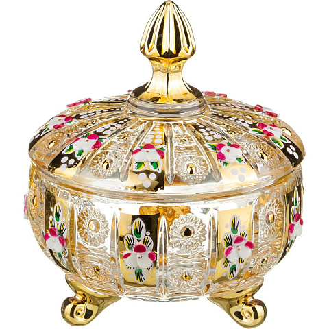 Конфетница с крышкой Lefard gold glass диаметр: 12 см. высота: 14 см, 195-103