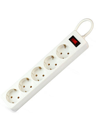 Сетевой фильтр 5 гнезд, 3 м, ПВС, 3х0.75 мм², с заземлением, 10 А, без защитной шторки, белый, Smartbuy, SBSP-30-W