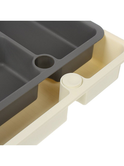 Лоток для столовых приборов раздвижной, серый, Бытпласт, Phibo, 434231811
