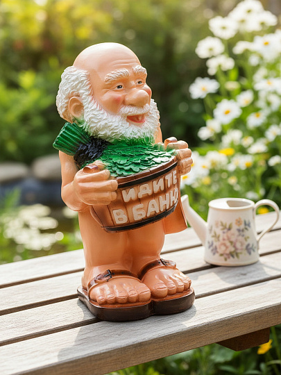 Фигурка садовая Банщик, 35х65 см, гипс, 464