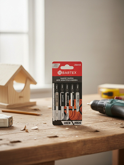 Набор пилок для электролобзика, Bartex, по дереву, металлу, 5 шт, T101B, T111C, T119BO, T144D, T118A, JSB010