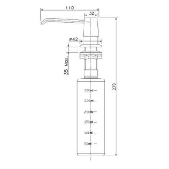 Дозатор для жидкого мыла Rossinka, встраиваемый, пластик, 300 мл, цинк, песочный, AC-22P-Sand