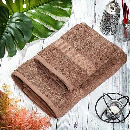 Полотенце банное 70х140 см, 100% хлопок, 500 г/м2, Dante Kahve, TAC, коричневое, 1718, Турция