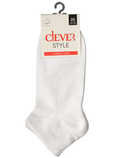 Носки для женщин, хлопок, Clever, белые, р. 25, укороченные, L2002