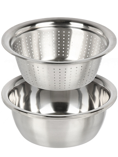 Набор салатник и дуршлаг нержавеющая сталь, круглый, 26х11 см, Y4-8686