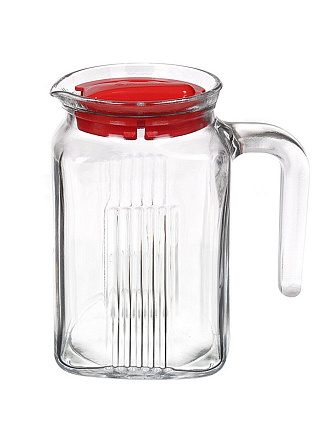 Кувшин стекло, 0.6 л, с крышкой, Pasabahce, Фриго, 80122SLBR, красный