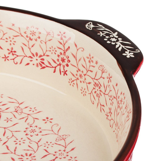 Форма для запекания керамика, 29.5х25.5х6 см, круглая, с ручками, красная, Millimi, 826-333