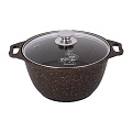 Кастрюля алюминий, антипригарное покрытие, 4 л, крышка стекло, Kukmara, Кофейный мрамор, кмк42а