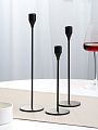 Подсвечник декоративный металл, 3 свечи, 22, 27, 32 см, черный, Y4-11101