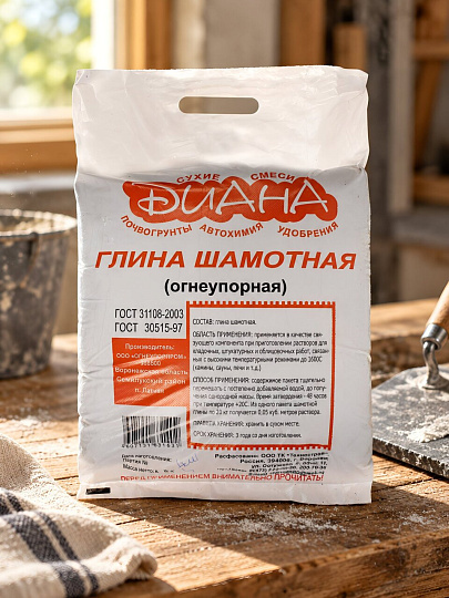 Глина шамотная Диана, 5 кг, огнеупорная