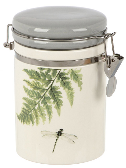 Банка для сыпучих продуктов, керамика, 0.6 л, с крышкой, с бугельным замком, Prima Collection, Дикий папоротник