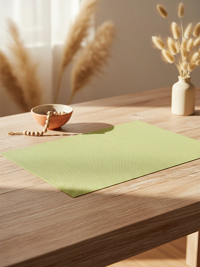 Салфетка для стола ПВХ, 45х30 см, прямоугольная, салатовая, Рыжий кот, PVM-03