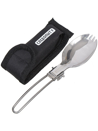Ложка-вилка походная, нержавеющая сталь, складная, в чехле, Следопыт, PF-CWS-P33