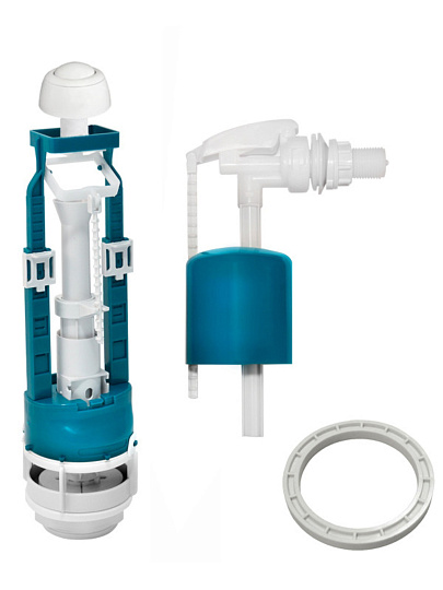 Арматура для бачка унитаза боковая, 1/2&quot;, однорежимная, кнопочная, белая, Инкоэр, СБкпм-БпрН-Б-В Р