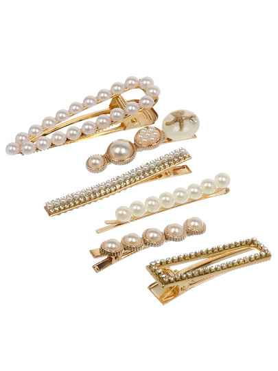 Набор жемчужных позолоченных заколок, 6шт, A110116