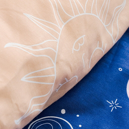 Постельное белье детское 1.5-спальное, простыня 150х215 см, 1 наволочка 70х70 см, пододеяльник 145х215 см, FreeDom, бязь, Лунные Еноты