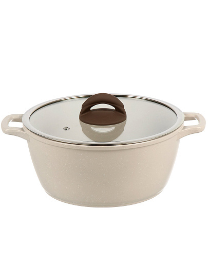 Кастрюля алюминий, антипригарное покрытие, 4 л, крышка стекло, Гурман, Pollen light, ГМк403 ПЛИ, индукция