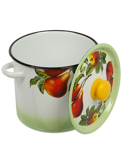 Кастрюля эмалированная сталь, 5.5 л, сталь с деколью, пластиковая кнопка, цилиндрическая, Сибирские товары, С1617.139