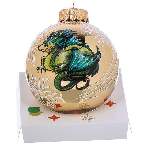 Елочный шар Дракон новогодний, 10 см, стекло, КУ-100-234122