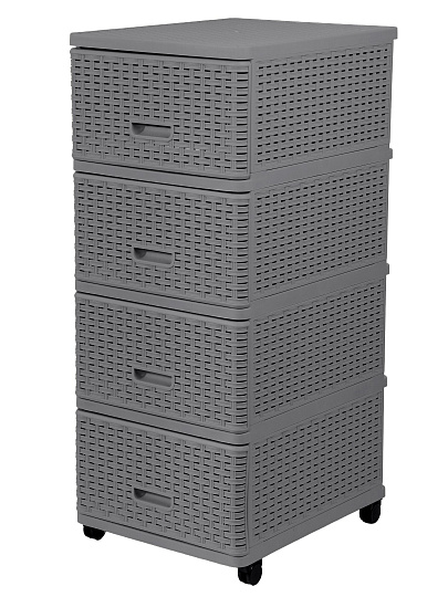 Комод 4 ящика, Дюна, 40х50х98 см, антрацит, плетеный, 04054, Dunya Plastik