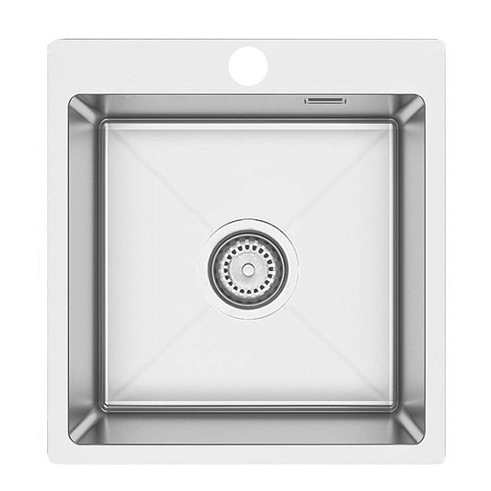 Мойка кухонная врезная, Ukinox, Практика, 450х500х200 мм, комплект: мойка+выпуск+крепежи 8 штук, PRB450.500 -GT10C 0CW &amp; S