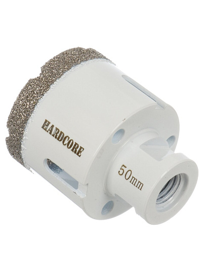 Коронка алмазная, по керамограниту, Hardcore, М14, диаметр 50 мм, для УШМ, 155050
